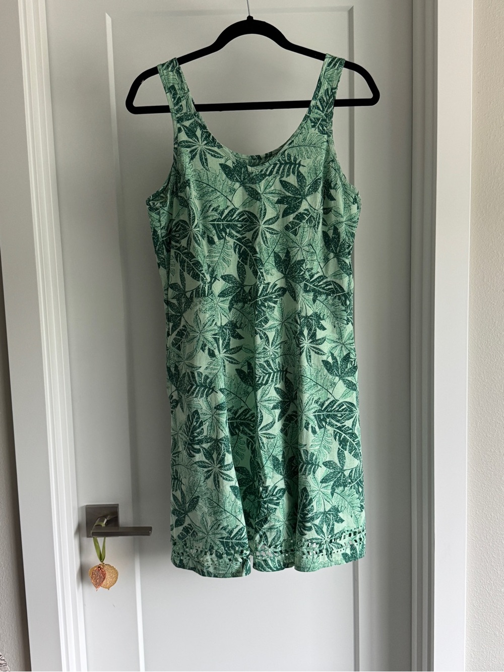 Green Leaf-Print Tank Dress - Sleeveless Summer Dress